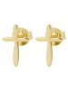 Adeliás Damen Ohrstecker Kreuz aus 925 Silber in gold