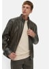 Camel Active Leder Bikerjacke mit Stehkragen in Grün