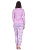 NORMANN Schlafanzug Pyjama langarm Karo Hose Jersey in lila