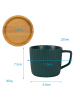 Intirilife Kaffeetasse Teetasse Keramik mit Holz Untersetzer 230 ml in Grün