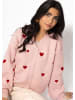 SASSYCLASSY Cardigan mit roten Herzen in Rosa
