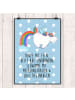 Mr. & Mrs. Panda Wandbild Einhorn Fliegendes Pferd mit Spruch in Blau Pastell