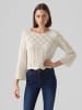 Vero Moda Legerer Feinstrick Pullover Weiches Strick Muster Oberteil in Creme