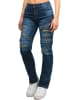 Cipo & Baxx Damen Regular Fit Jeans Stonewashed in Dark Blue