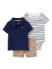 carter's 3-tlg. Set Body kurzarm, Polo-T-Shirt und Shorts Ringel Dinos in Mehrfarbig