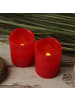 MARELIDA 2er Set LED Mini Kerzen Echtwachs inkl. Batterien H: 6cm in rot