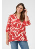KAFFE curve Bluse kurzarm KCmaren Regular fit in True Red/Nature Graphic