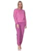 NORMANN Frottee Schlafanzug langarm Bündchen Streifenoptik in pink