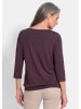 GOLDNER Kurzgröße:  Chiffon-Shirt mit 3/4-Arm, Rundhals in aubergine