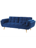 Beliani Schlafsofa ASBY in Blau/Heller Holzfarbton - (W) 218 x (H) 82 x (L) 83 cm