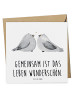 Mr. & Mrs. Panda Einladungskarte Tauben Liebe mit Spruch in Weiß