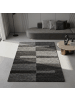 KADIMA DESIGN Teppich Hochflor Shaggy Waschbar Karo WERFEN Strapazierfähig in Grau