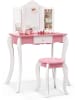COSTWAY Schminktisch mit Hocker in Rosa