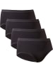 Con-ta Baumwolle, Feinripp Taillenslip 4er-Pack in schwarz