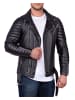 Reichstadt Herren Slim Fit Kunstleder Jacke Silver Zipper in Black