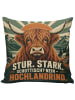 Mr. & Mrs. Panda Couchkissen Hochlandrind retro Design mit Spruch in Weiß