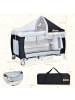 COSTWAY 4 in 1 Reisebett Babywiege Wickeltisch in Schwarz