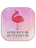 Mr. & Mrs. Panda Glas-Untersetzer Flamingo Stolz mit Spruch in Aquarell Pink