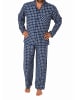 NORMANN Flanell Pyjama langarm Schlafanzug zum durchknöpfen - 70803 in navy