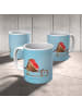 Mr. & Mrs. Panda Kaffeetasse Rotkehlchen Schlitten ohne Spruch in Eisblau