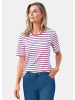 GOLDNER Kurzgröße:  Jerseyshirt im Streifen-Look in weiß / lila / geringelt