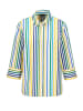 GOLDNER Kurzgröße:  Bluse in grün / blau / gelb / gestreift