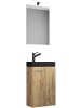 VCM  3tlg Waschtisch Slito SP Toilette schmal Schwarz in Honig-Eiche