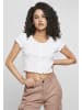 Urban Classics Urban Classics Damen Ladies Cropped Button Up Rib Tee in white