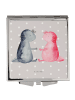 Mr. & Mrs. Panda Handtaschenspiegel quadratisch Axolotl Liebe oh... in Grau Pastell