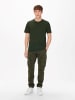 Only&Sons Langes Rundhals T-Shirt Kurzarm Shirt ONSMATT Stretch Basic in Dunkelgrün