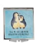 Mr. & Mrs. Panda Klappbarer Spiegel Pinguin umarmen mit Spruch in Eisblau