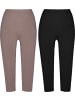 Erwin Müller Single-Jersey Capri-Leggings 2er-Pack in taupe/schwarz