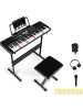 COSTWAY Keyboard Piano 61 Tasten mit Hocker in Schwarz