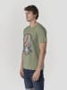 KOROSHI Crew t-shirt baumwolle druck-emb in khaki