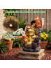 COSTWAY Gartenbrunnen mit Pumpe & LED Beleuchtung 34x25x59 cm in Grau
