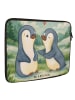 Mr. & Mrs. Panda Laptop Tasche Pinguine trösten Design ohne Spruch in Weiß