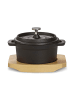 Echtwerk 2 tlg. Set Mini-Kochtopf mit Servierbrett 200 ml in Schwarz