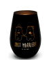 Mr. & Mrs. Panda Glas Windlicht Bär Heirat mit Spruch in Schwarz