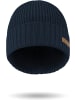 normani Winterset aus Merinowolle Schal und Mütze glatt Yuma in Navy