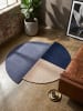KADIMA DESIGN Teppich Wolle Handgetuftet HALLEIN Segment Muster Wohnzimmer in Blau-Beige