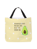 Mr. & Mrs. Panda Strandtasche Avocado Glücklich mit Spruch in Gelb Pastell