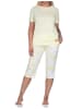 NORMANN Kurzarm Pyjama Schlafanzug Caprihose Homewear und Ananas - 78843 in gelb