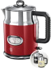 Russell Hobbs Wasserkocher 1,7l, 2400W] Retro Rot + Edelstahl Teekocher 21670-70