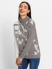 Heine Jacquardpullover in grau-ecru-gemustert