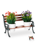 relaxdays Mini Blumenbank in Braun/Grau Grün