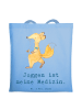 Mr. & Mrs. Panda Shopping Tasche Fuchs Joggen mit Spruch in Sky Blue