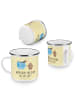 Mr. & Mrs. Panda Camping Emaille Tasse Kaffee Bohne mit Spruch in Gelb Pastell