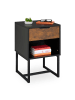 relaxdays Nachttisch in Schwarz/ Braun - (B)40 x  (H)60,5 x (T)41,5 cm
