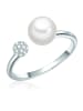Valero Pearls Ring Sterling Silber Zirkonia Süßwasser-Zuchtperle in silber