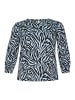 KAFFE curve T-Shirt kurzarm KCivena Regular fit in Blue / Black graphic